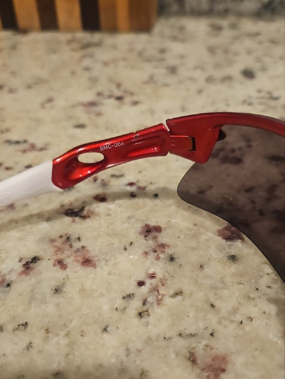 Oakley Red Frame Sunglasses with Smoke Lens - Picture 2 of 9